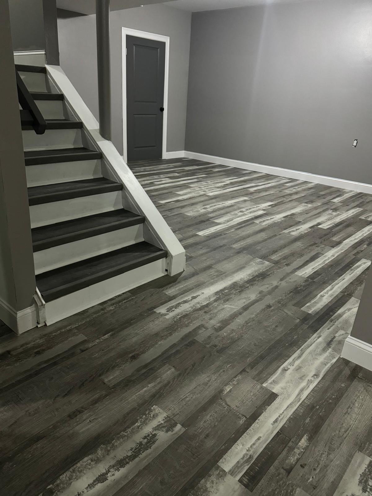 Interior renovation with updated flooring and finish work